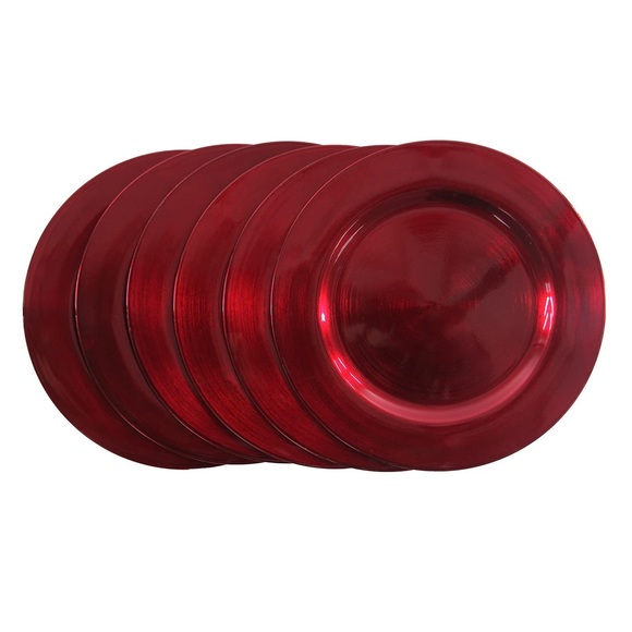 Metallic Red Plastic Charger Plates 13” - Set of 10 - Picture 4 of 4